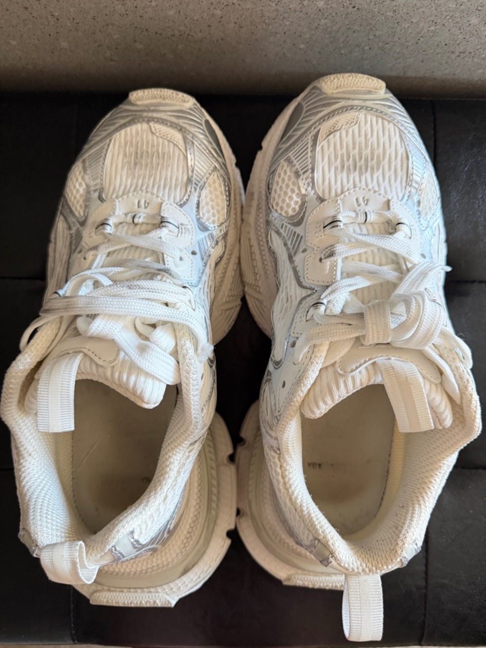 White Chunky Sneakers Size 41 Platform Athletic Shoes 10 - Picture 5 of 5